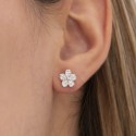 Pendientes pequeños de plata en forma de flor