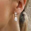 Pendientes de novia pequeños monocolor con circonitas