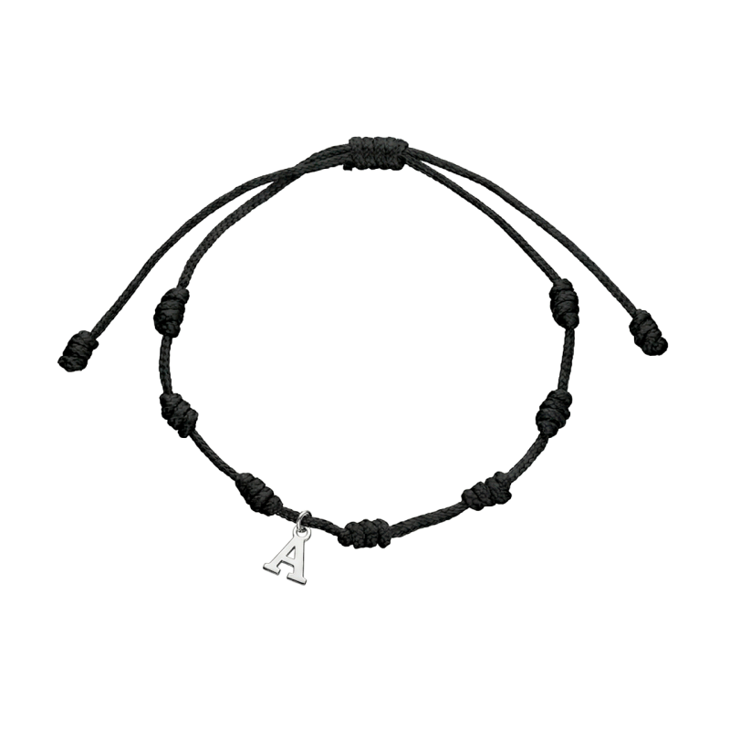 Pulsera personalizable de cordón con letra de plata de ley "Custodia"