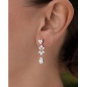 Pendientes novia diseño floral con cuarzos adamantinos.