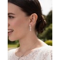 Pendientes novia diseño floral con cuarzos adamantinos.