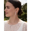 Pendientes novia diseño floral con cuarzos adamantinos.