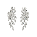 Pendientes largos novia de plata diseño estilo nature con circonitas