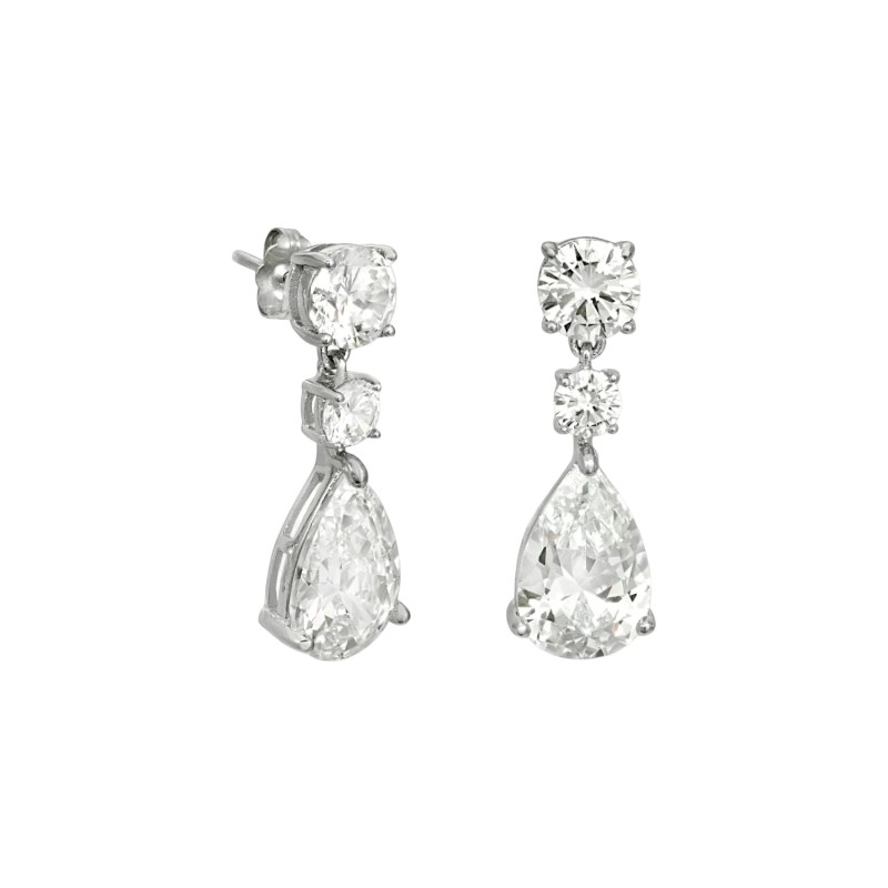 Pendientes de novia pequeños monocolor con circonitas