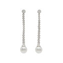 Pendientes largos perlas diseño elegante con circonitas