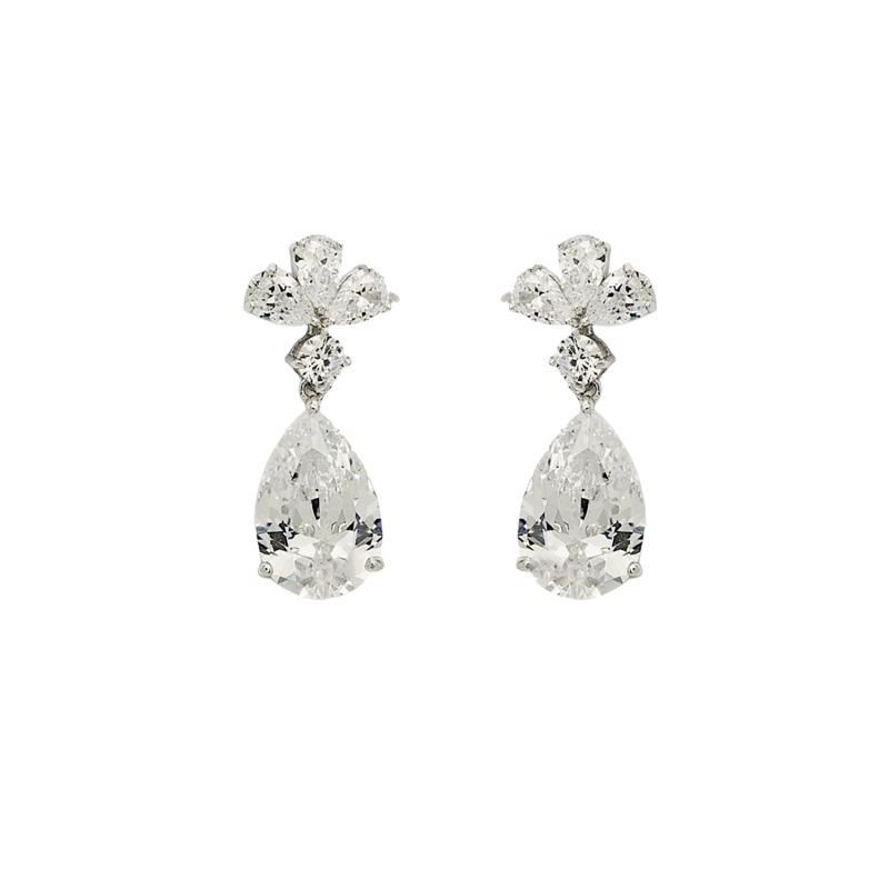 Pendientes de novia pequeños diseño lágrima y circonita